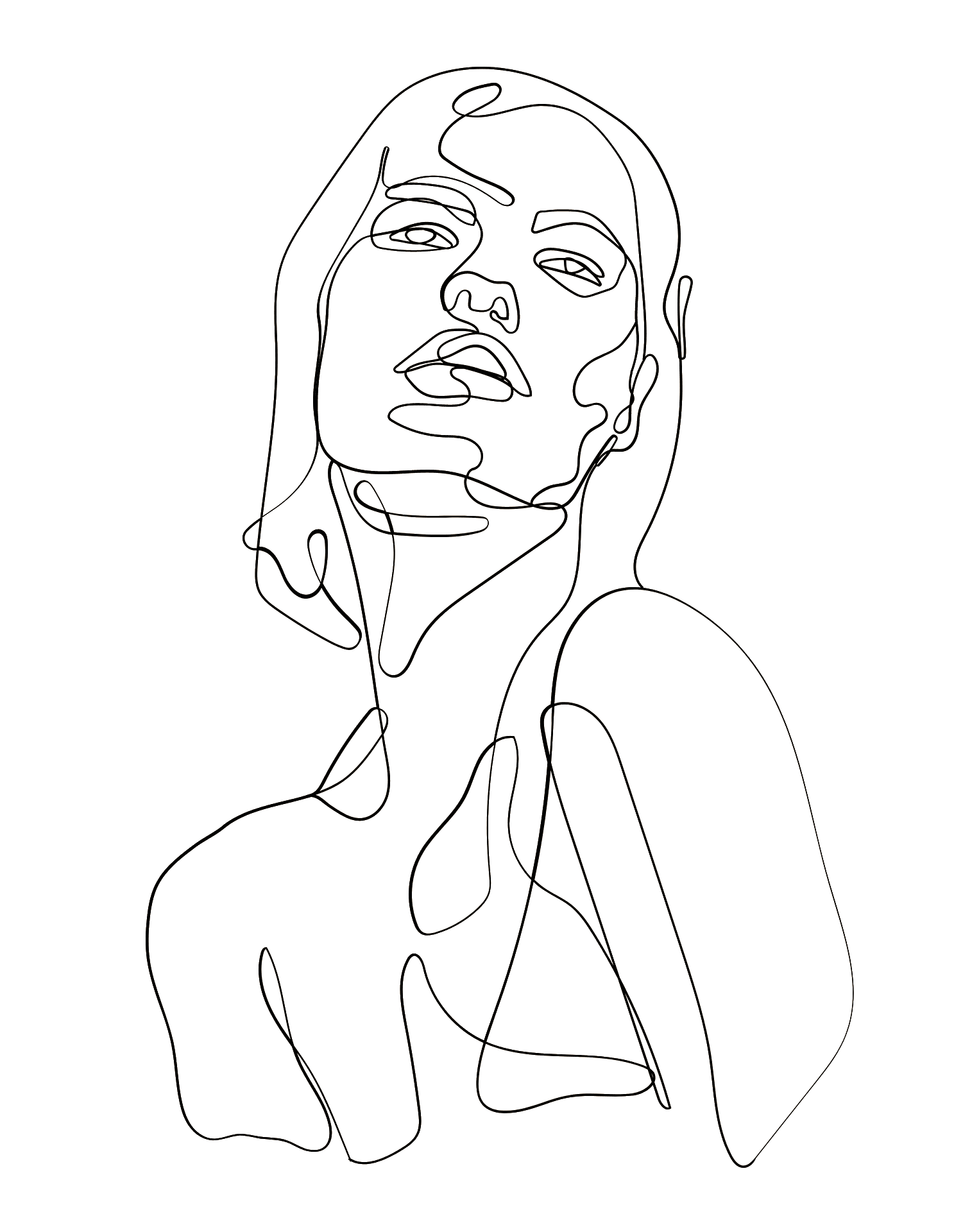Boceto de una mujer dibujada en lineas